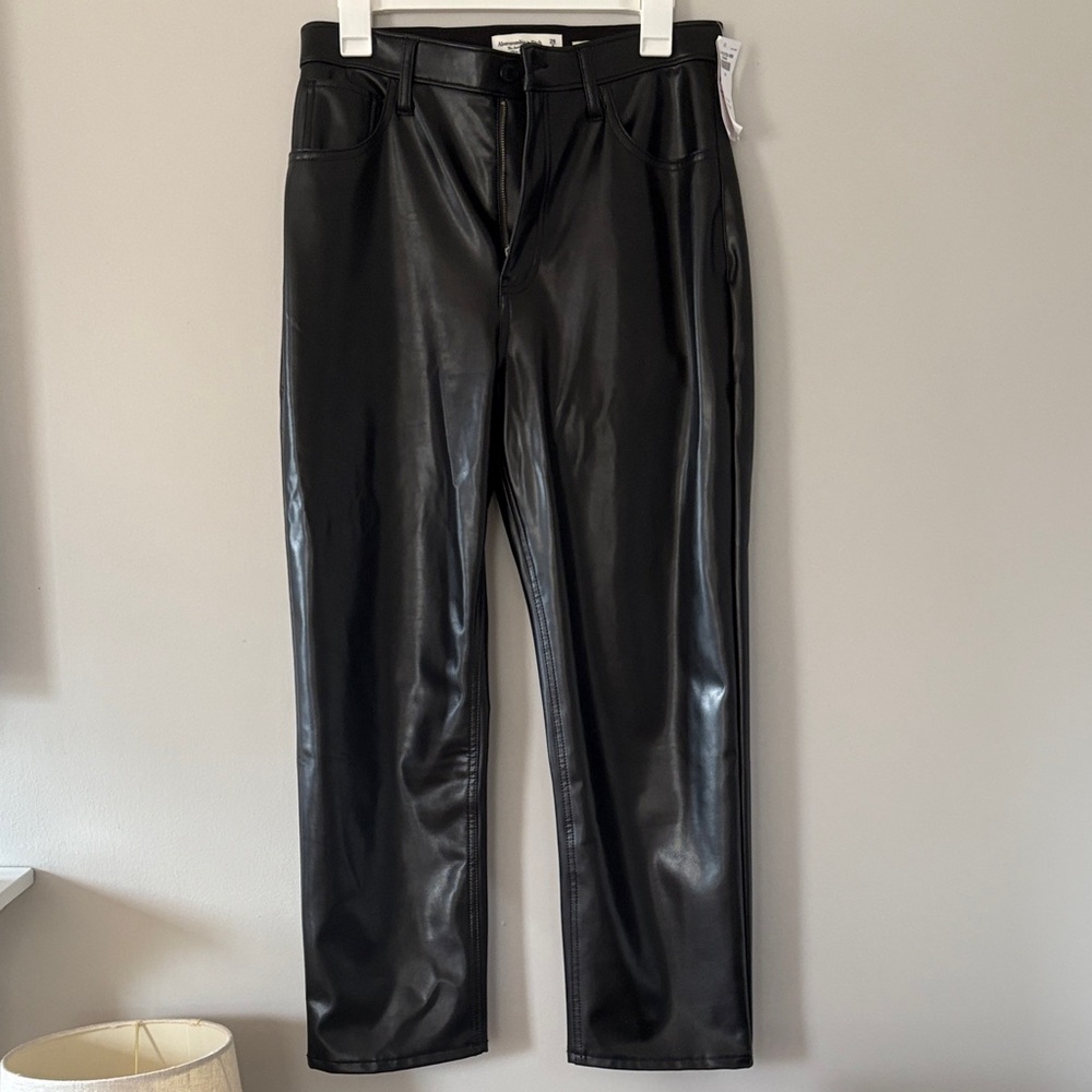 Abercrombie Black Vegan Leather Ankle Pants